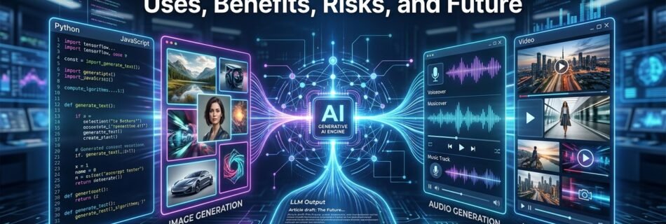 Generative AI explained with text, image, audio, video, and code generation